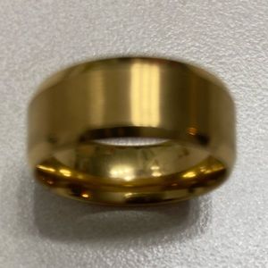 Zealmer Men 16k Gold Plated 6mm Titanium Steel Wedding Band Ring Size 8.